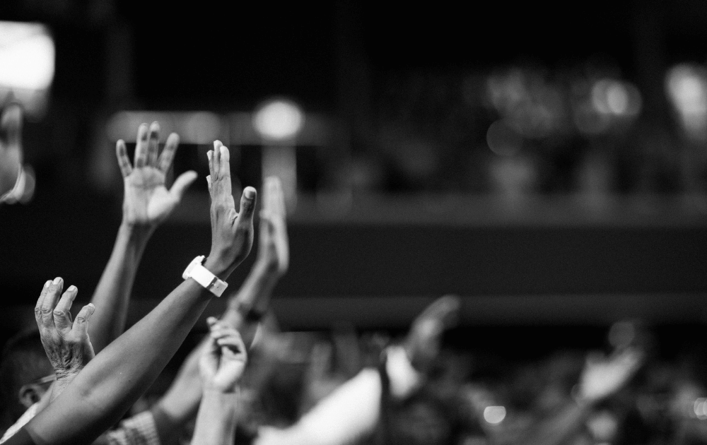 People raising hands